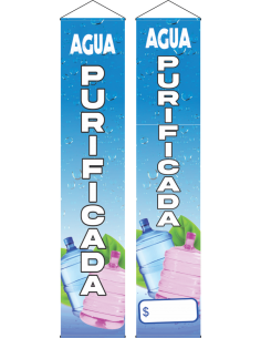 LETRERO MINI PENDON AGUA PURIFICADA 20X100CM