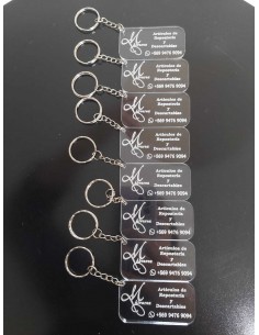 LLAVERO ACRILICO TRANSPARENTE GRABADO LASER 2