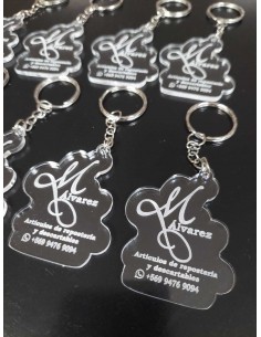 LLAVERO ACRILICO TRANSPARENTE GRABADO LASER